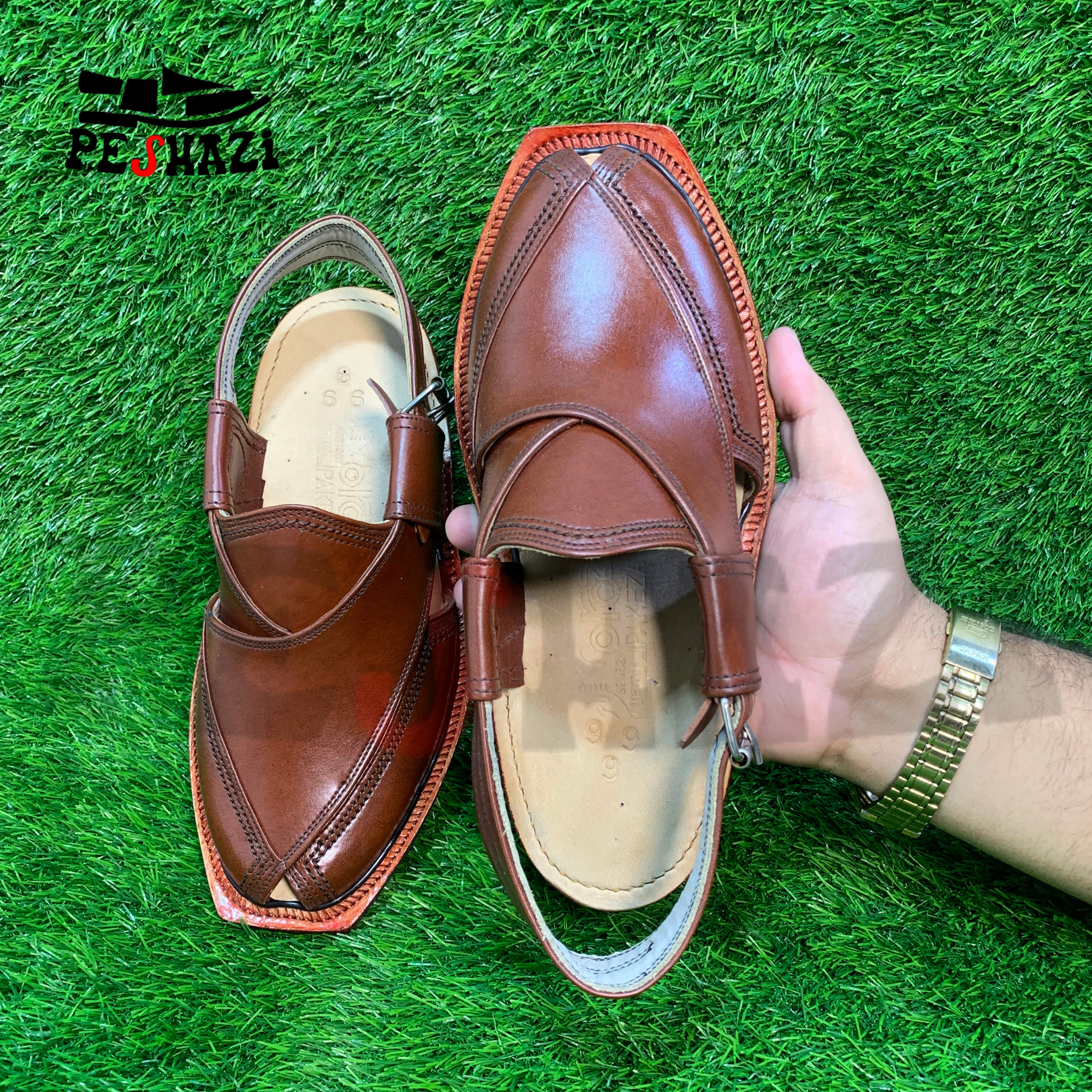 Handcrafted Brown Norozi Chappal – Double Sole, Quetta Artisan Craft