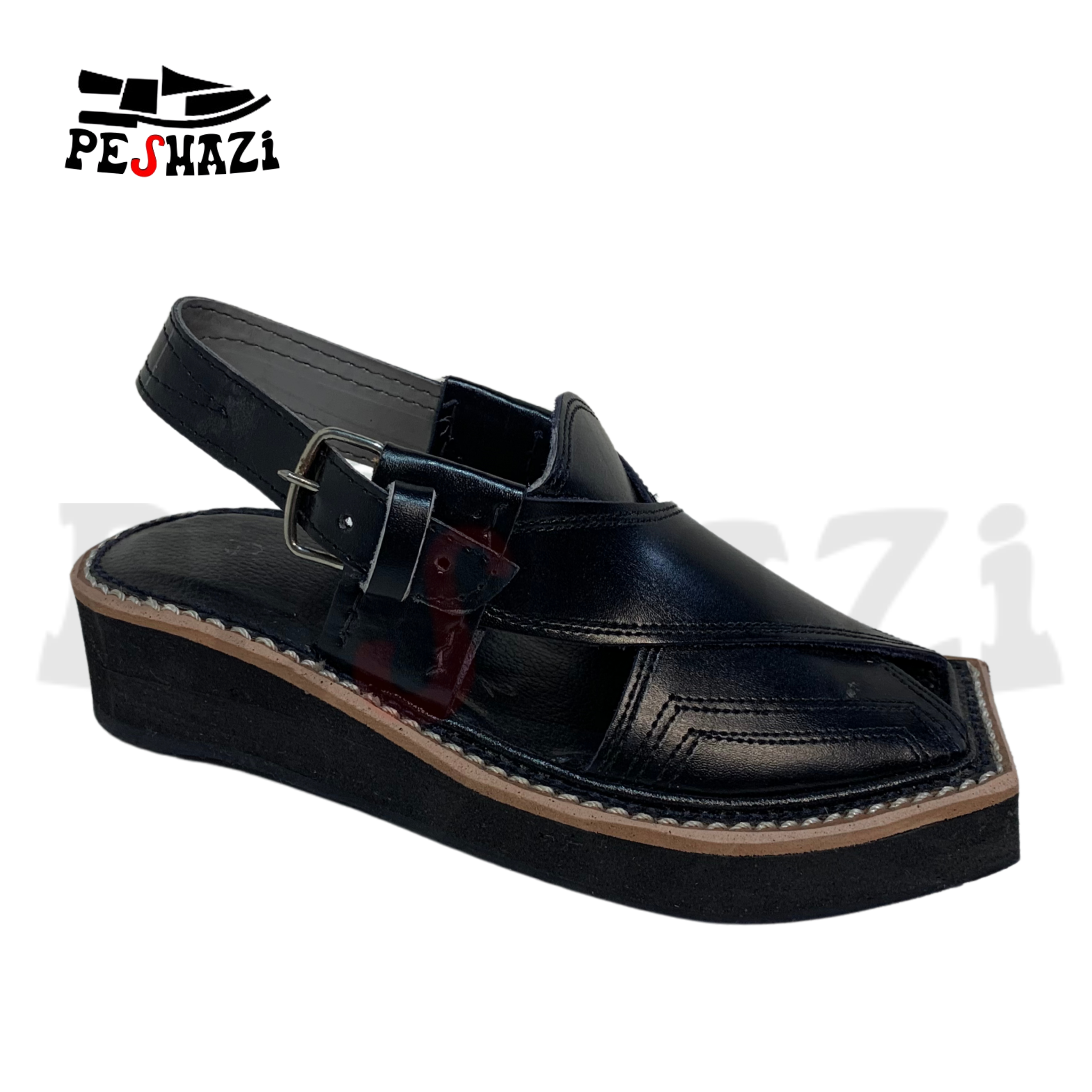 Kids Black Kaptaan Chappal – Traditional Design, Modern Comfort