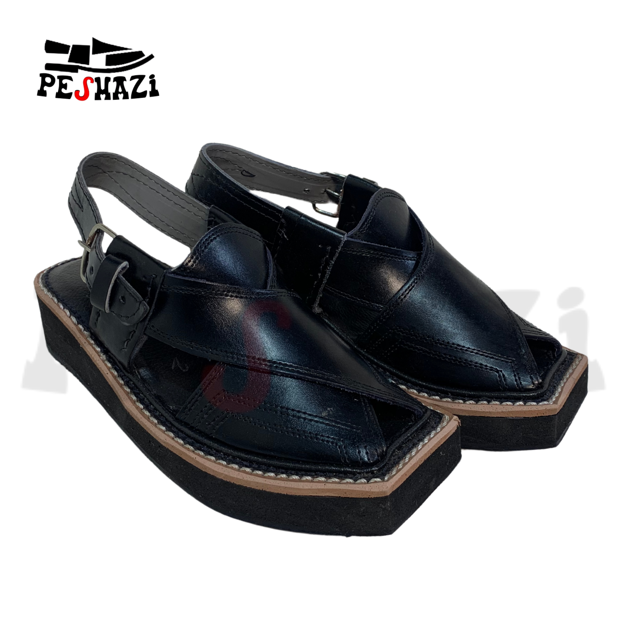 Kids Black Kaptaan Chappal – Traditional Design, Modern Comfort