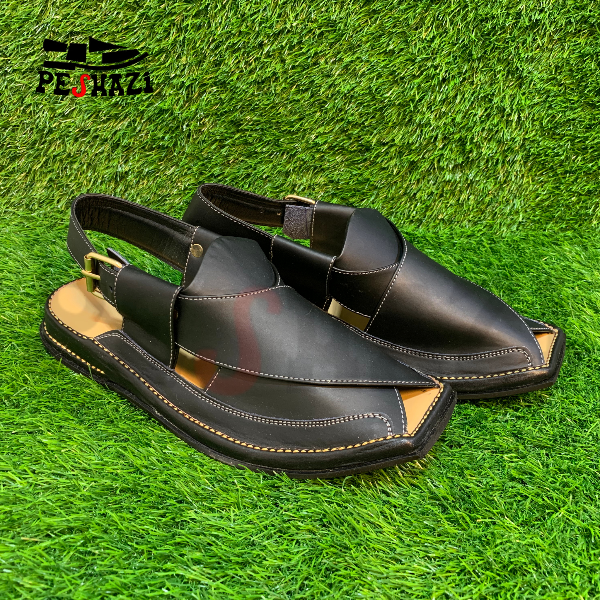 Jet Black Luxury Stylish Chappal – Elegant & Handmade for Perfection