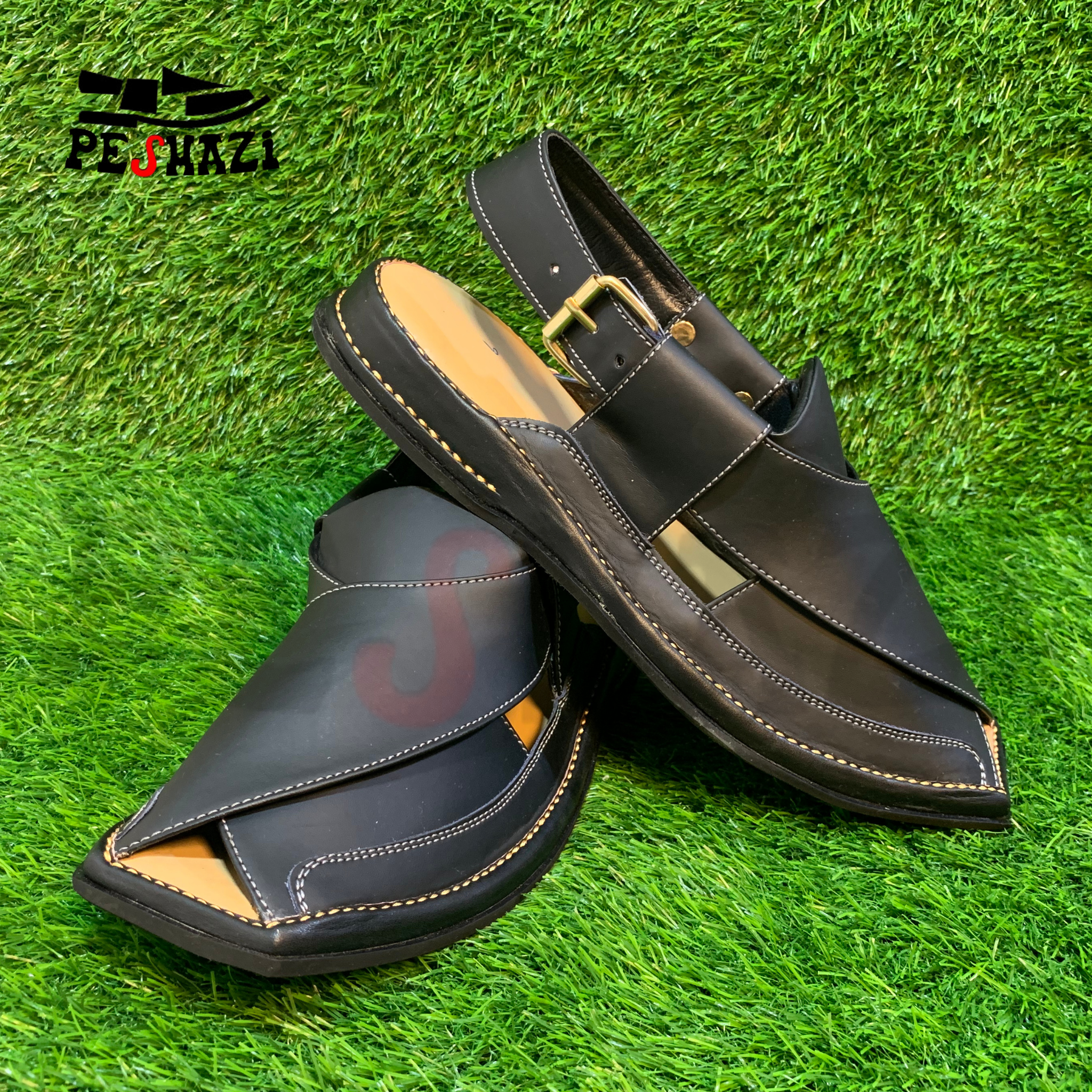 Jet Black Luxury Stylish Chappal – Elegant & Handmade for Perfection