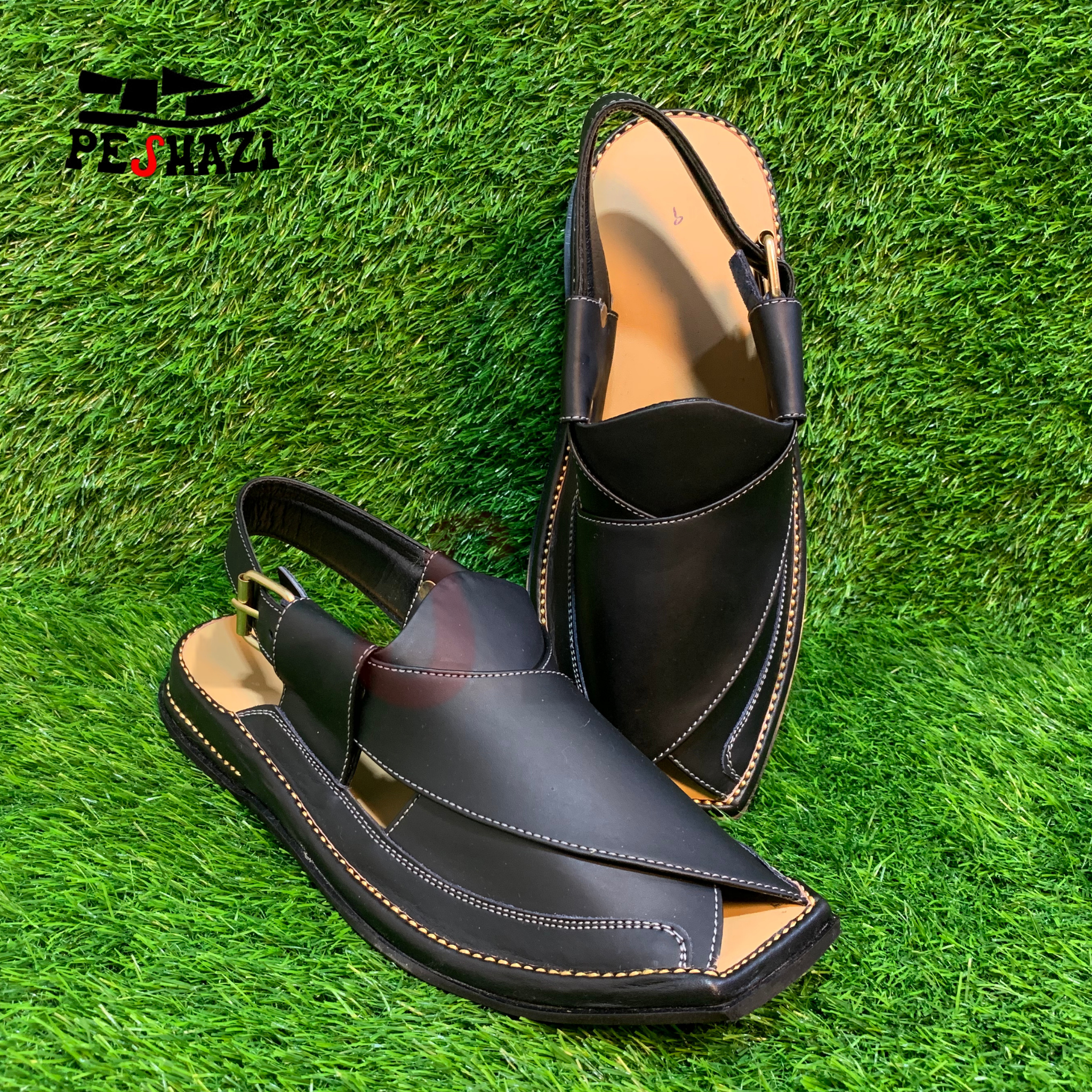 Jet Black Luxury Stylish Chappal – Elegant & Handmade for Perfection