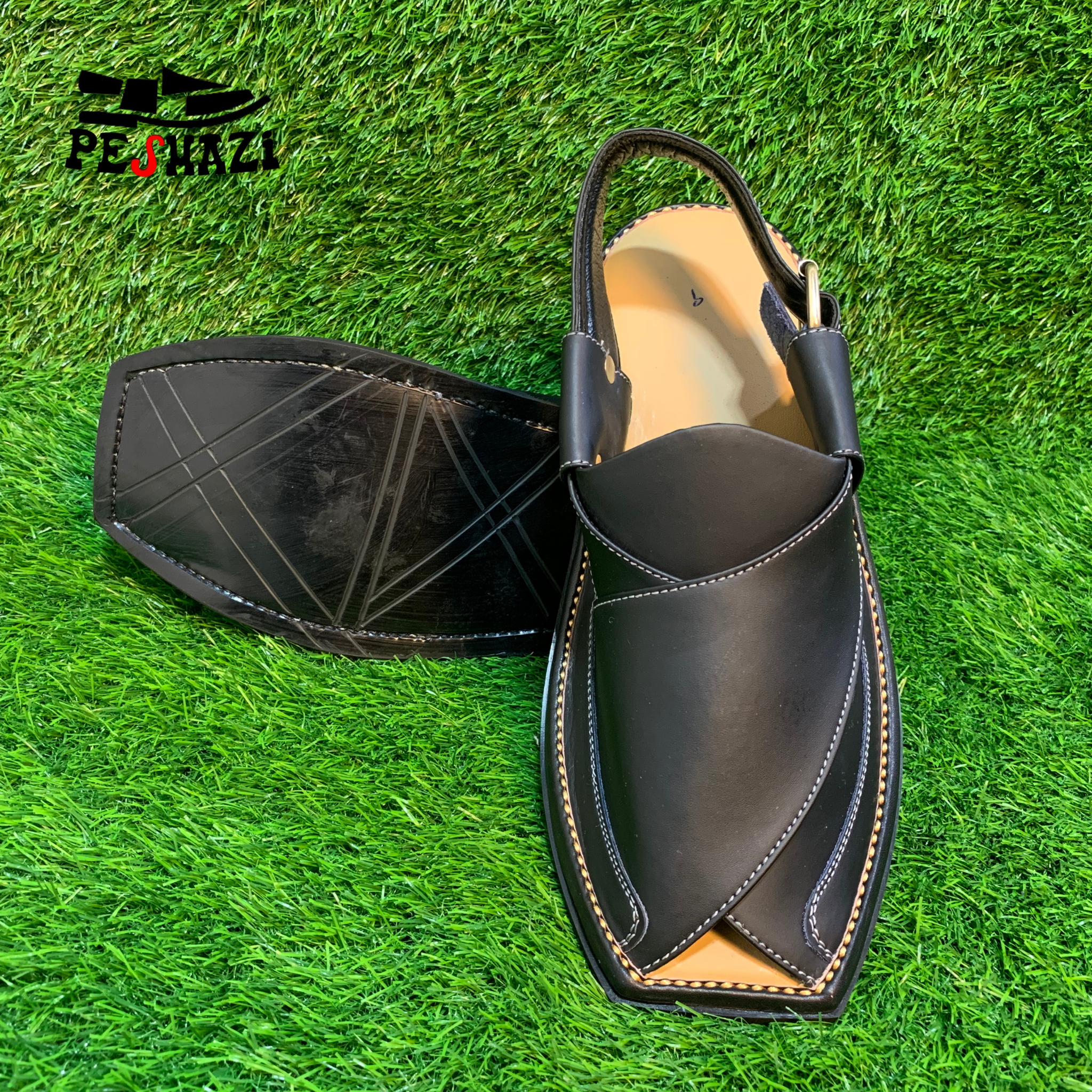 Jet Black Luxury Stylish Chappal – Elegant & Handmade for Perfection