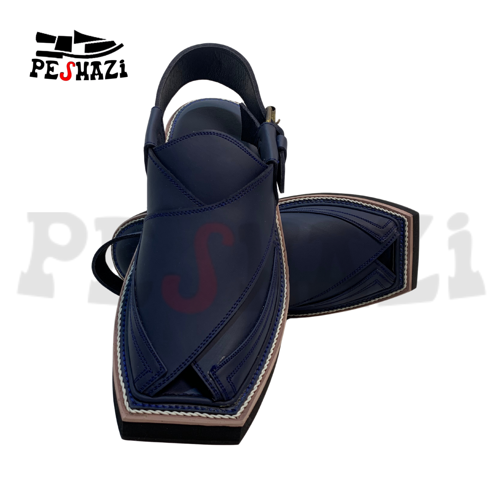 Royal Blue Kaptaan Chappal with Black Sole – The Icon of Grace & Comfort