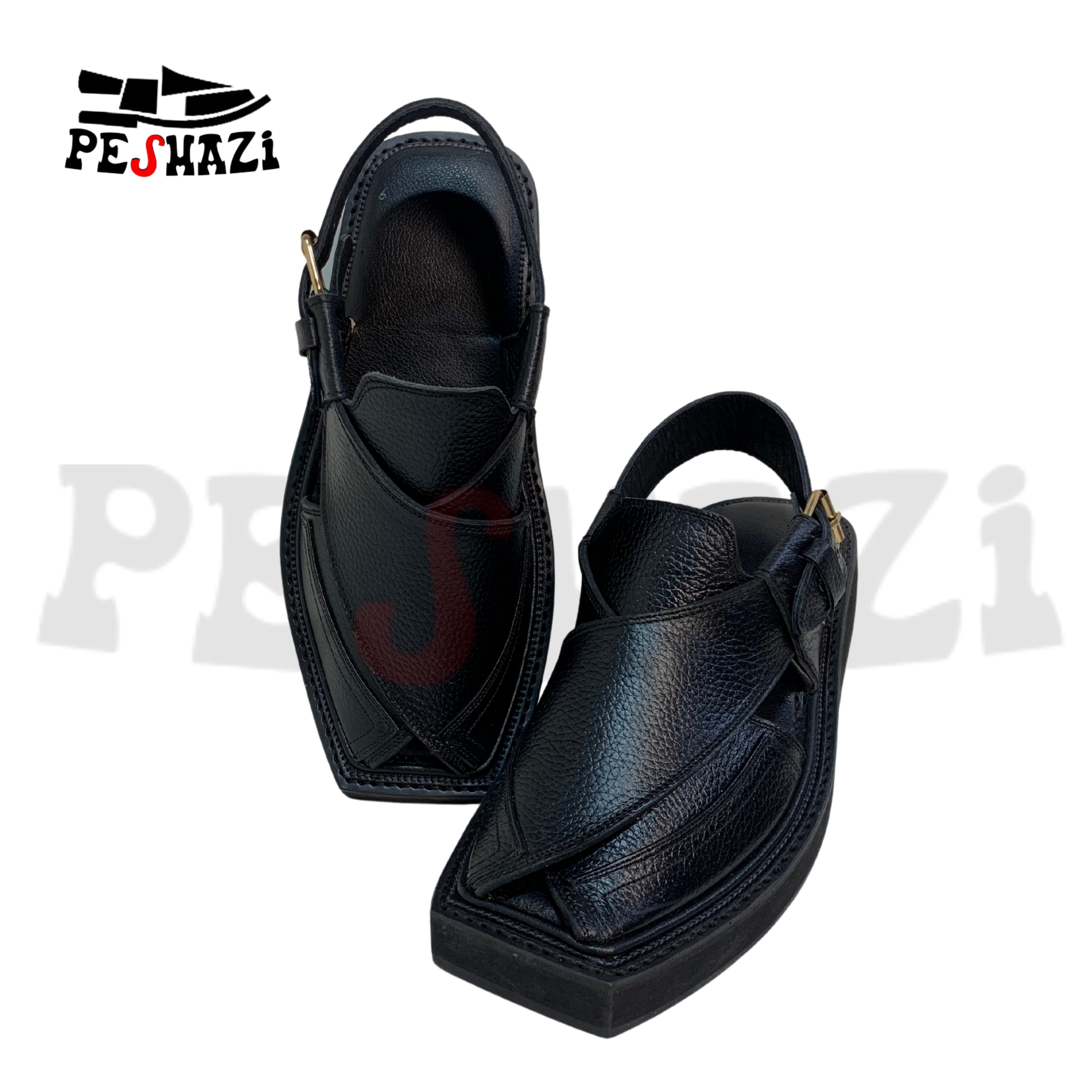 Signature Black Dotted Kaptaan Chappal – Bold & Durable