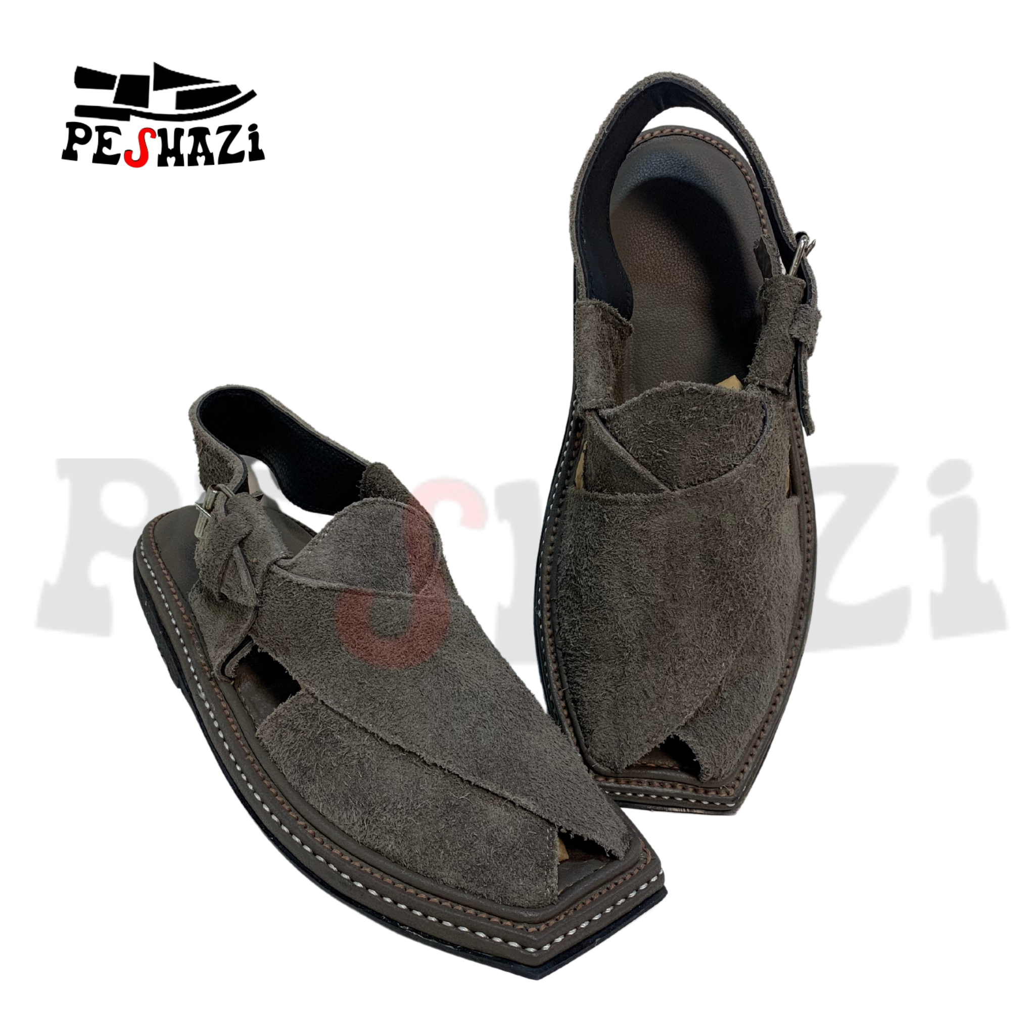 Handcrafted Grey Suede Leather Chappal – Luxury for Your Feet